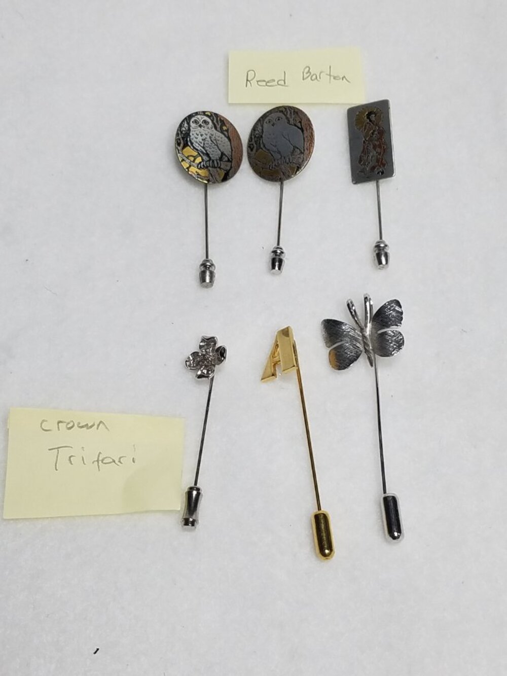 Vintage Hat Pins Lot 6 Crown Trifari Reed & Barton Collector Hatpin Stickpins